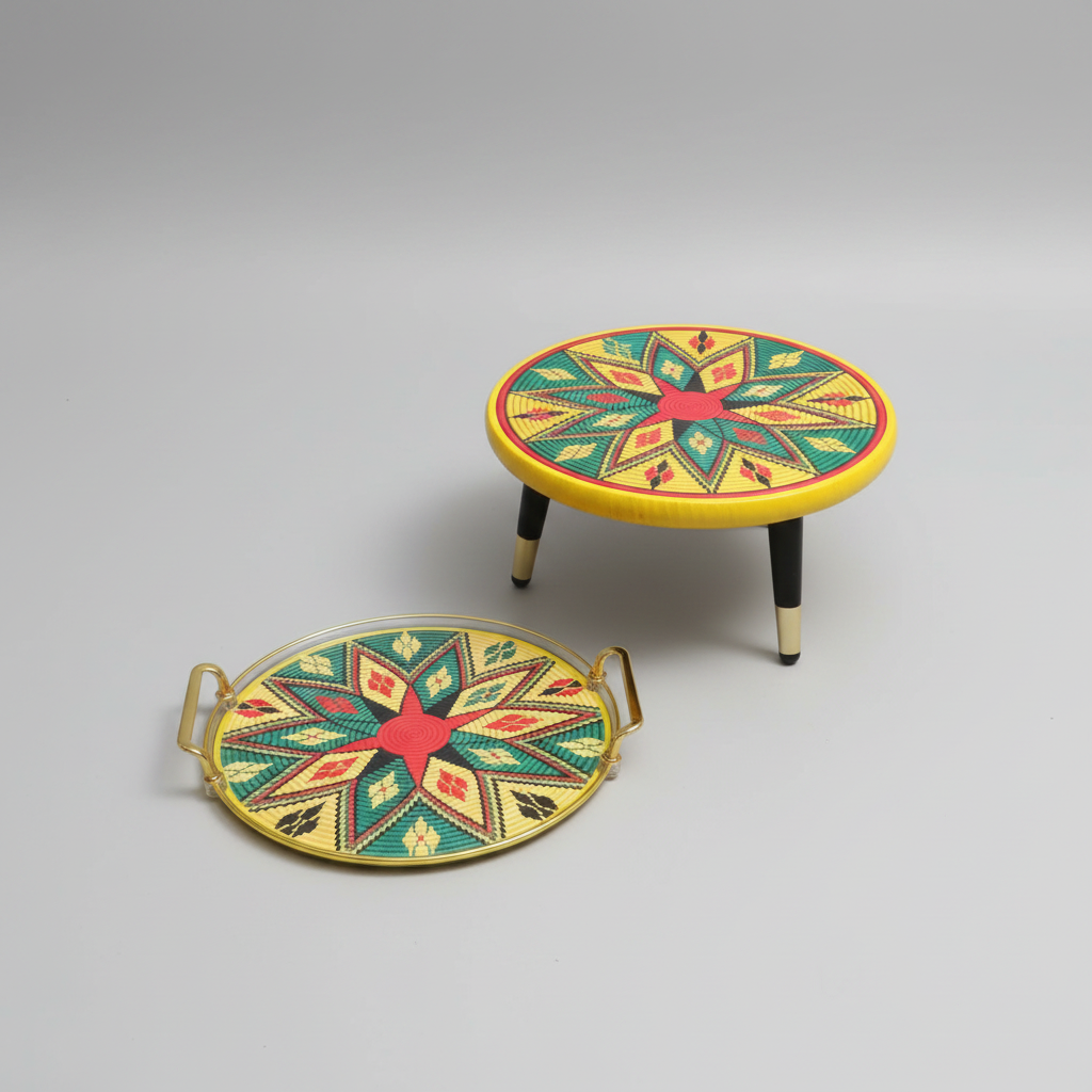 Habesha Coffee Ceremony Rekebot & Tray Set | Ethiopian Buna Serving Tray